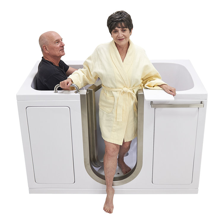 Ella 60" White Acrylic Two Seat Walk-In Bathtub with Hydro Massage