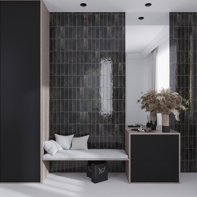 Glossy Black Ceramic Subway Wall and Floor Tile