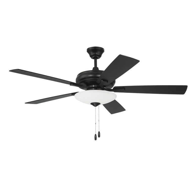 Flat Black 52" Ceiling Fan with Frost White Glass Light