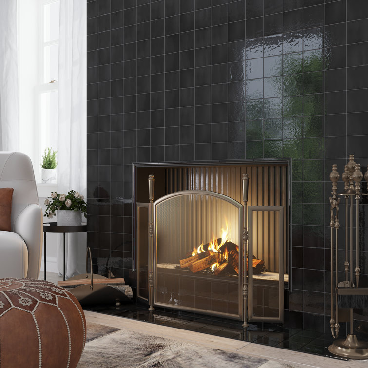 Silken Glossy Black Ceramic Square Wall and Floor Tile