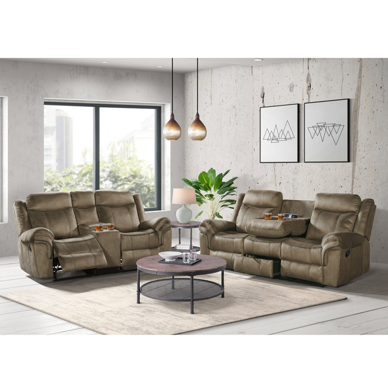 Tasso 3-Piece Dark Brown Reclining Sofa, Loveseat, and Chair Set