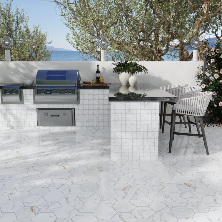 Splendor Matte White Porcelain Hexagon Tile for Wall and Floor