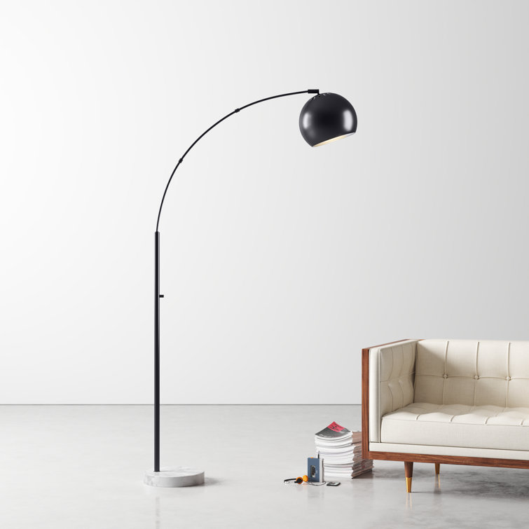 Astoria Modern Black Arc Floor Lamp with Marble Base