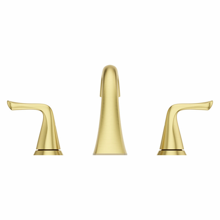Willa Brushed Gold Widespread Bathroom Faucet with Drain Assembly
