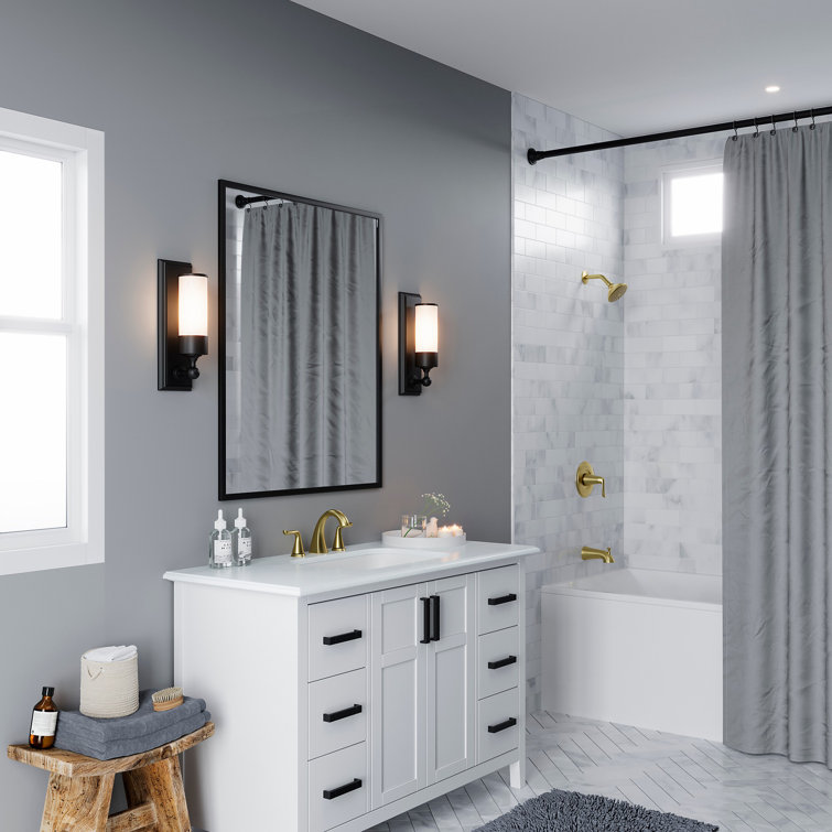 Willa Brushed Gold Widespread Bathroom Faucet with Drain Assembly