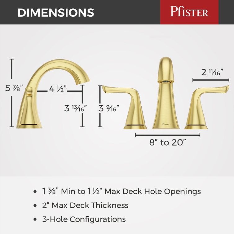 Willa Brushed Gold Widespread Bathroom Faucet with Drain Assembly