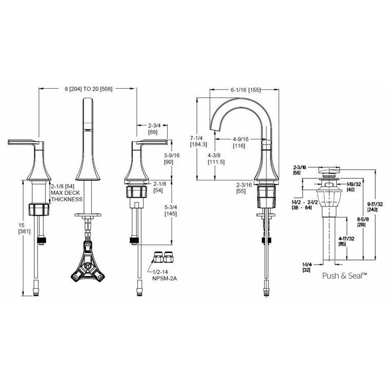 Vaneri Matte Black Widespread 2-Handle Bathroom Faucet