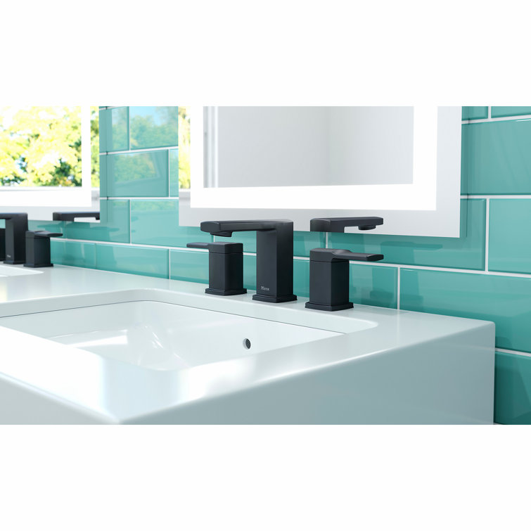 Matte Black High Arc Double Handle 8" Widespread Bathroom Faucet