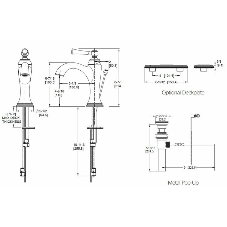 Brushed Nickel Single Hole Bathroom Faucet with Drain Assembly