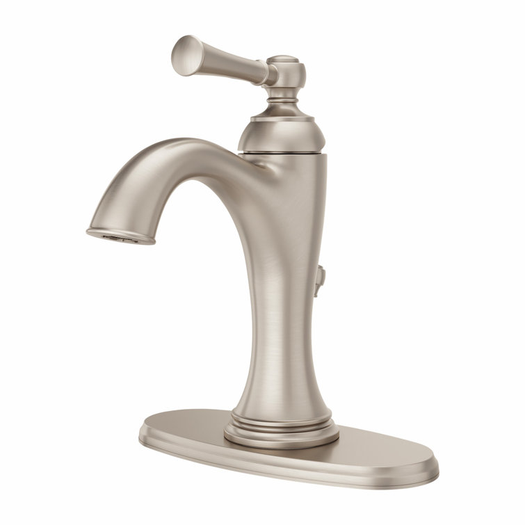 Brushed Nickel Single Hole Bathroom Faucet with Drain Assembly