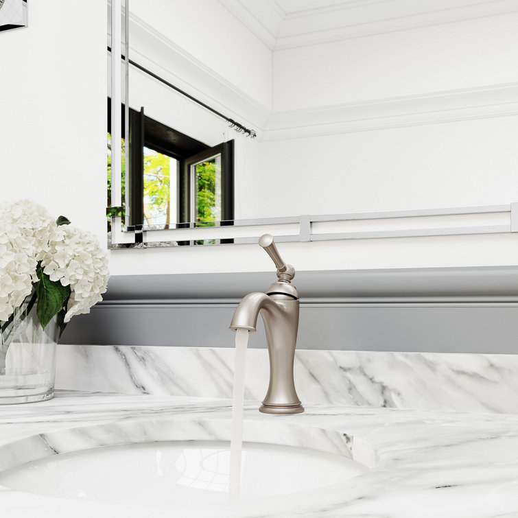 Brushed Nickel Single Hole Bathroom Faucet with Drain Assembly