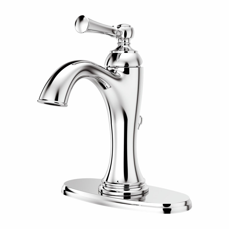 Polished Chrome Single Hole Bathroom Faucet with Drain Assembly