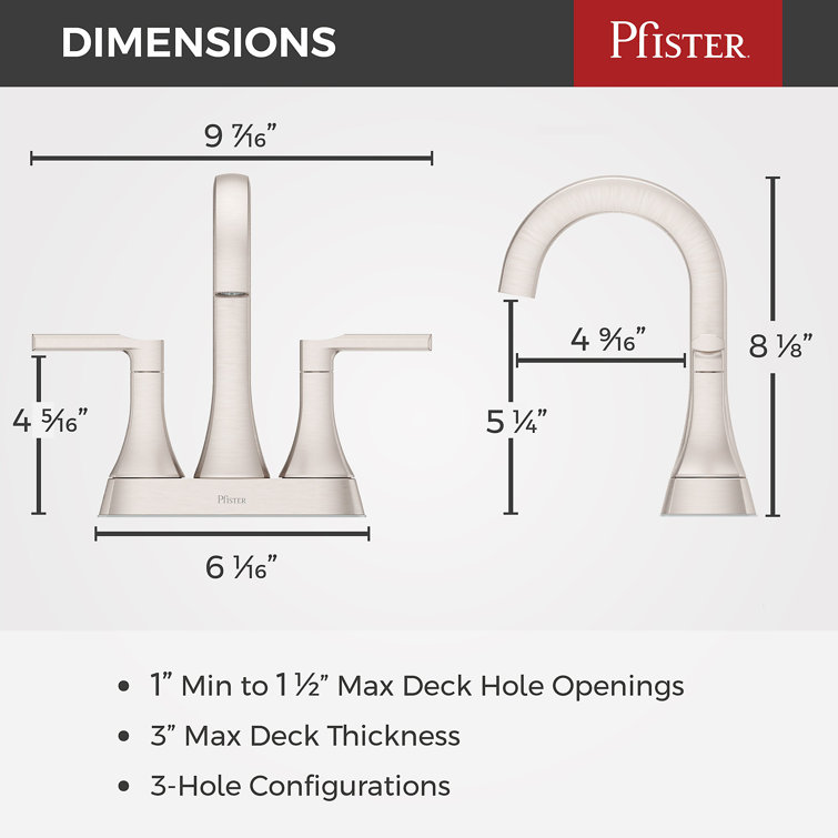 Vaneri Brushed Nickel 2-Handle Centerset Bathroom Faucet