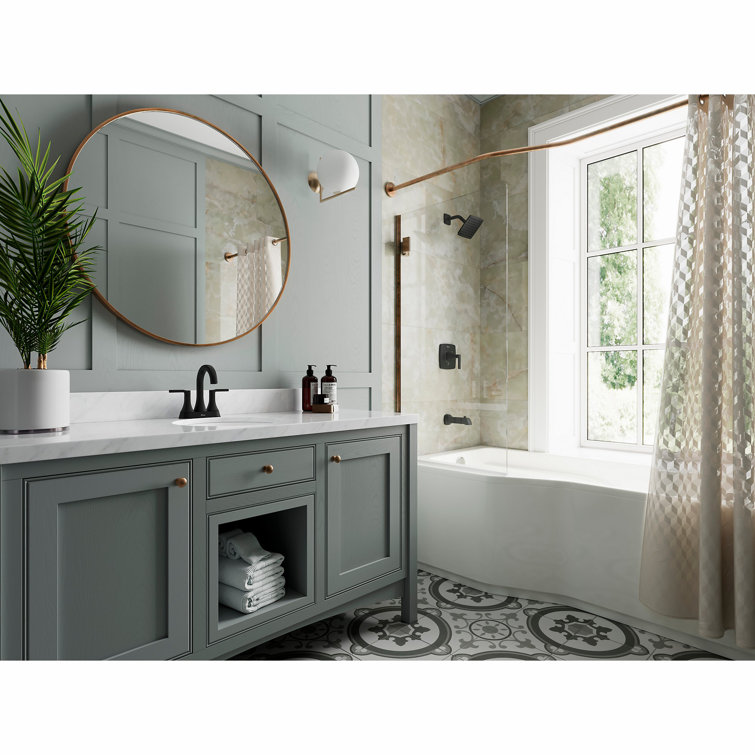 Vaneri Matte Black 4-Inch Centerset Bathroom Faucet with Drain Assembly