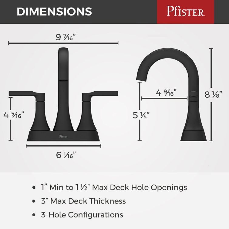 Vaneri Matte Black 4-Inch Centerset Bathroom Faucet with Drain Assembly