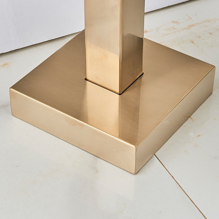 Brushed Gold Freestanding Waterfall Tub Faucet with Hand Shower
