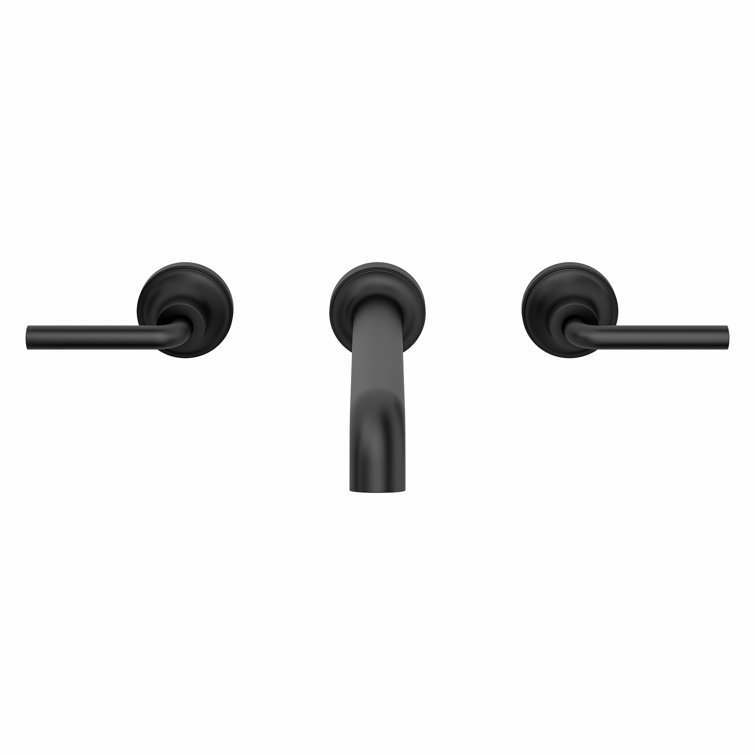 Matte Black Wall Mounted Bathroom Faucet with Dual Handles