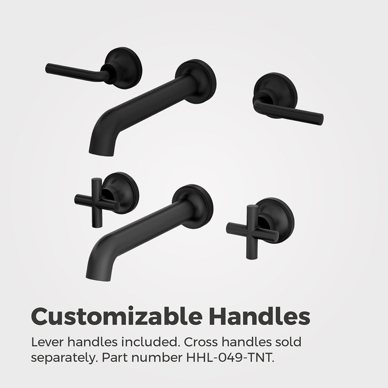 Matte Black Wall Mounted Bathroom Faucet with Dual Handles