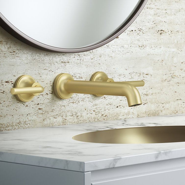 Matte Black Wall Mounted Bathroom Faucet with Dual Handles