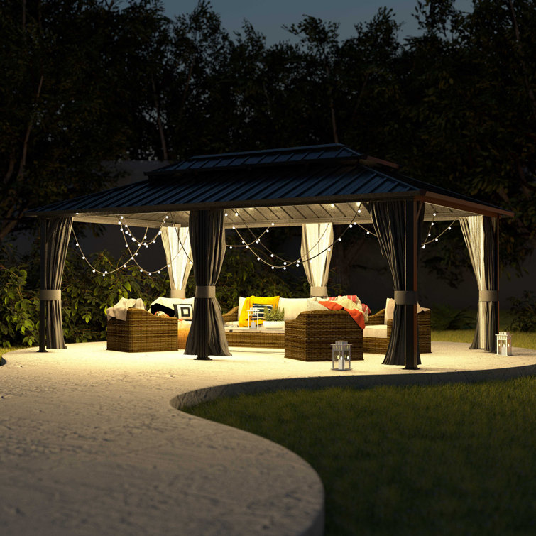 VEIKOUS 20'x12' Double Roof Hardtop Aluminum Patio Gazebo