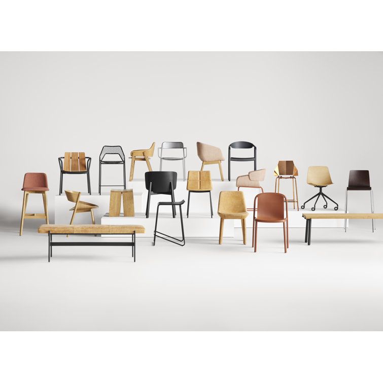 Camel Leather Upholstered Side Chair with Black Metal Base