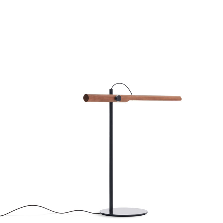 Adjustable Walnut and Black Metal Task Table Lamp