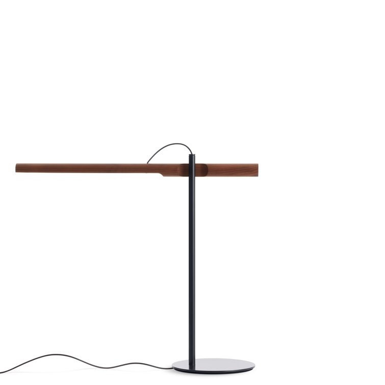 Adjustable Walnut and Black Metal Task Table Lamp