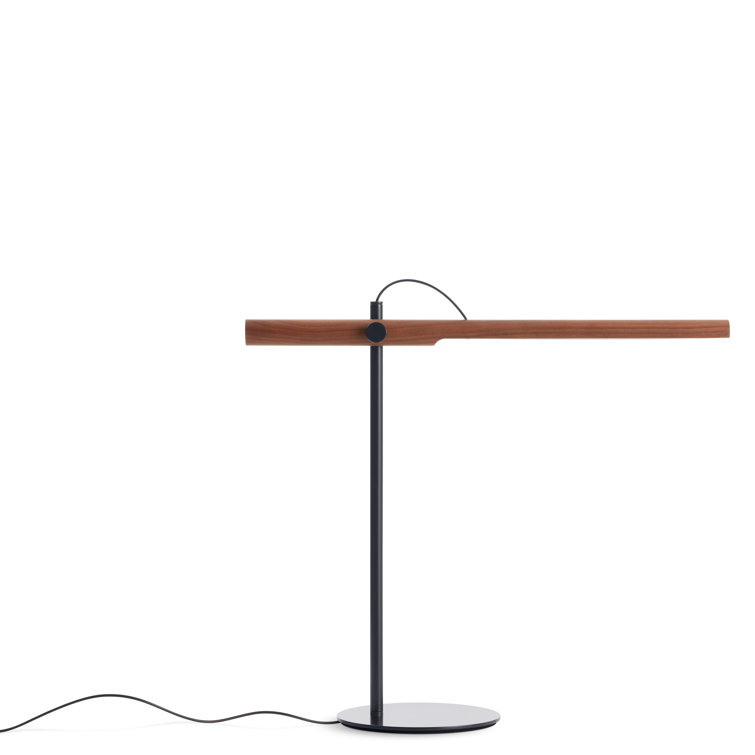 Adjustable Walnut and Black Metal Task Table Lamp