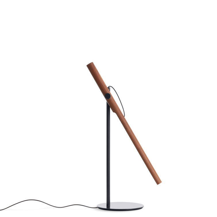 Adjustable Walnut and Black Metal Task Table Lamp