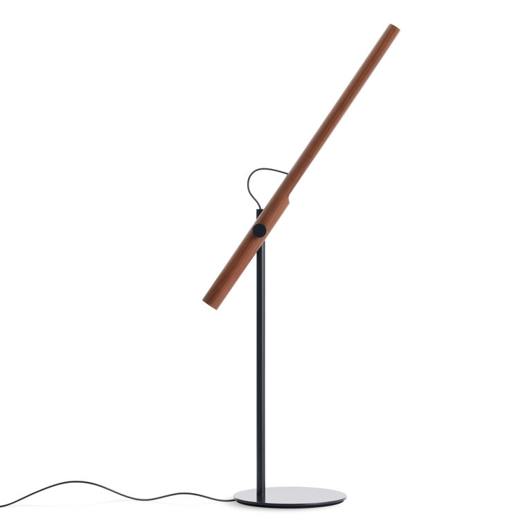 Adjustable Walnut and Black Metal Task Table Lamp