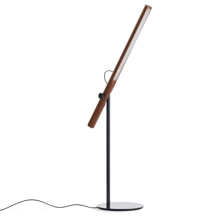 Adjustable Walnut and Black Metal Task Table Lamp