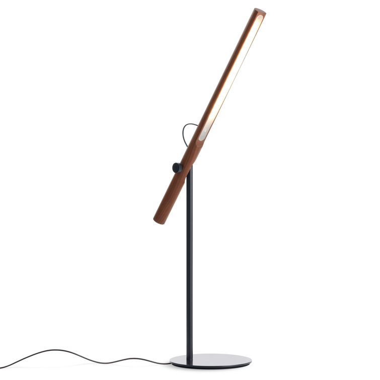 Adjustable Walnut and Black Metal Task Table Lamp