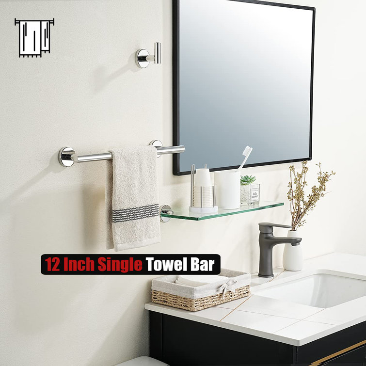 15'' Polished Chrome Stainless Steel Wall Mounted Towel Bar