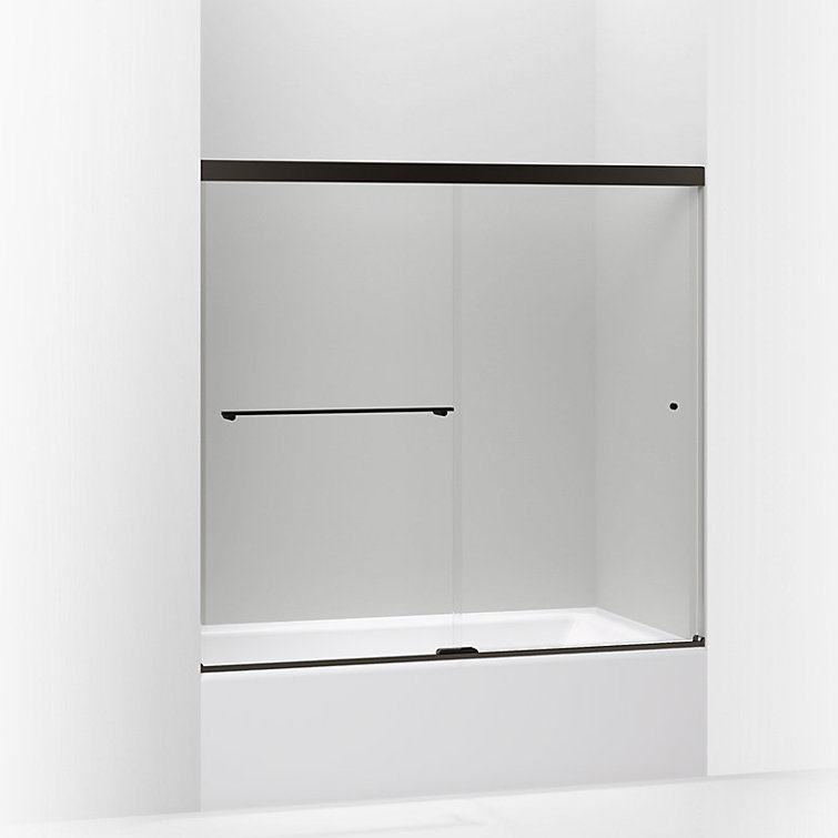 Anodized Dark Bronze Frameless Sliding Bath Door with Crystal Clear Glass