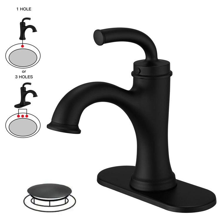 Matte Black Single-Handle Low Arc Bathroom Faucet with Drain Assembly