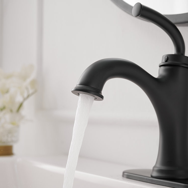 Matte Black Single-Handle Low Arc Bathroom Faucet with Drain Assembly
