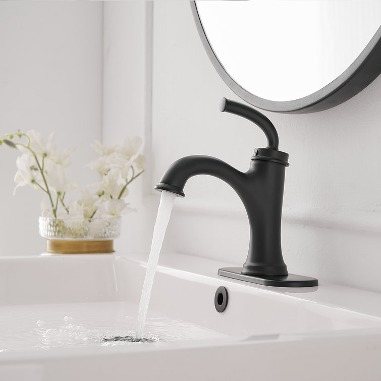 Matte Black Single-Handle Low Arc Bathroom Faucet with Drain Assembly