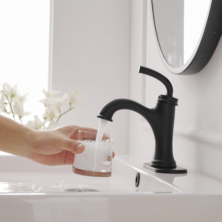 Matte Black Single-Handle Low Arc Bathroom Faucet with Drain Assembly