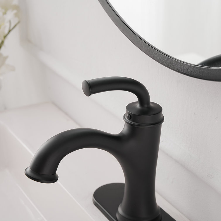 Matte Black Single-Handle Low Arc Bathroom Faucet with Drain Assembly