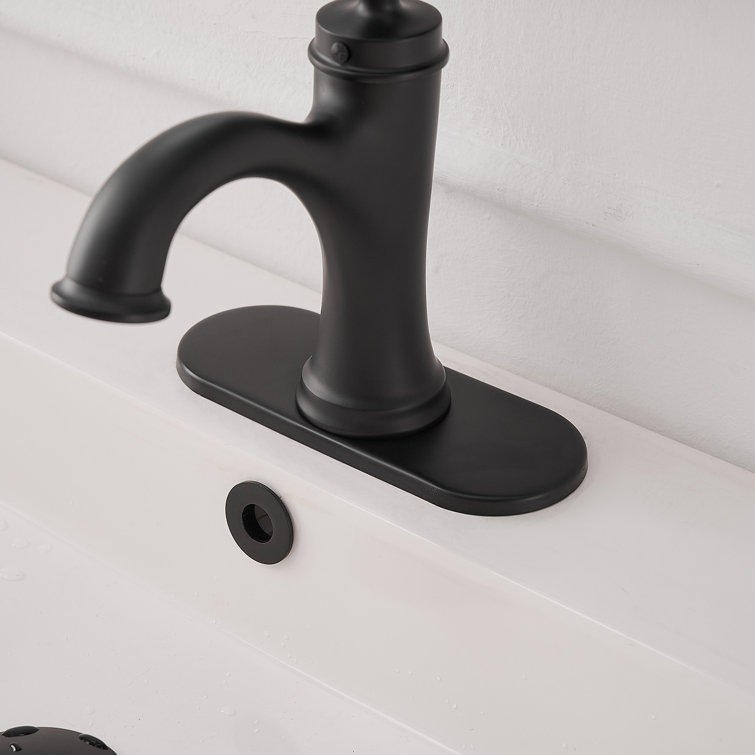 Matte Black Single-Handle Low Arc Bathroom Faucet with Drain Assembly