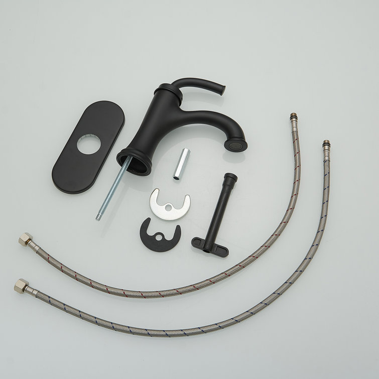 Matte Black Single-Handle Low Arc Bathroom Faucet with Drain Assembly