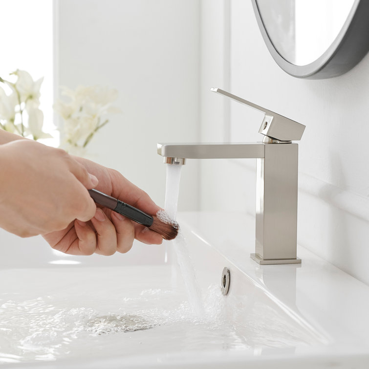 Brushed Nickel Single-Handle Low-Arc Bathroom Faucet