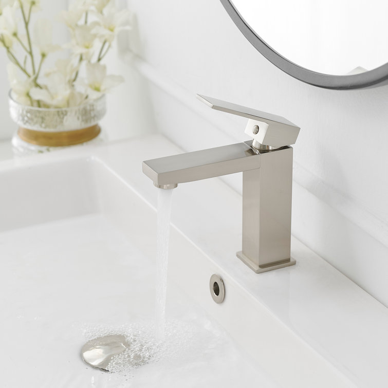 Brushed Nickel Single-Handle Low-Arc Bathroom Faucet