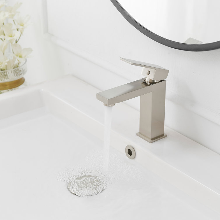 Brushed Nickel Single-Handle Low-Arc Bathroom Faucet