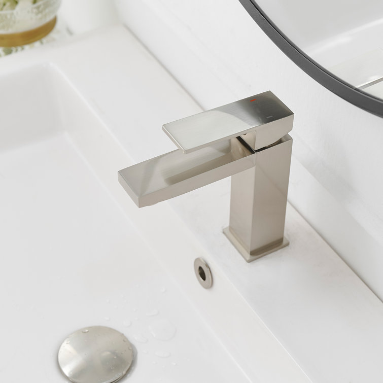 Brushed Nickel Single-Handle Low-Arc Bathroom Faucet