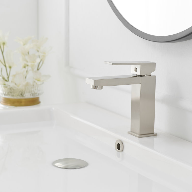 Brushed Nickel Single-Handle Low-Arc Bathroom Faucet