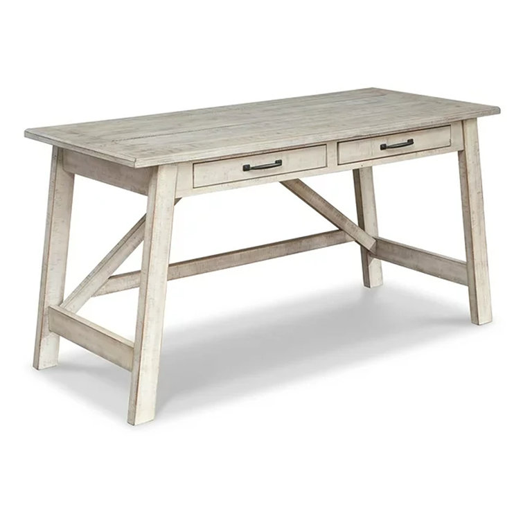 Transitional 60'' White Pine Home Office Desk with USB Port