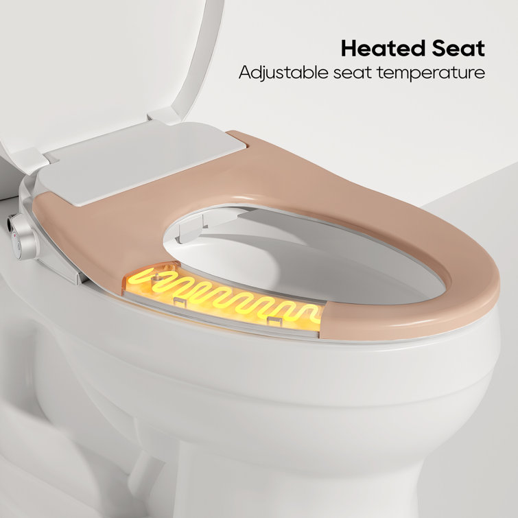 White Elongated Heated Bidet Toilet Seat with Night Light