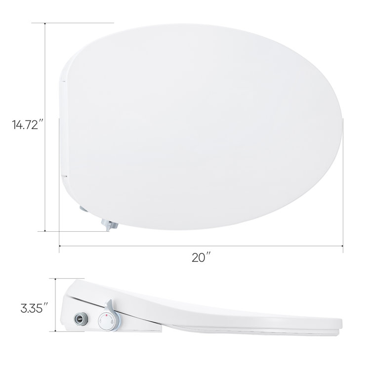 White Elongated Heated Bidet Toilet Seat with Night Light