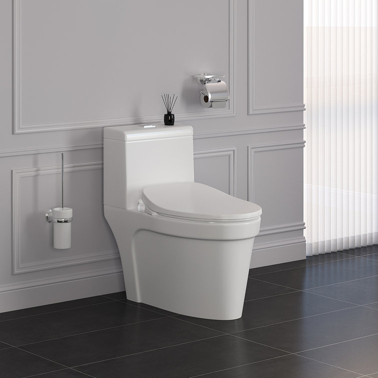 White Elongated Heated Bidet Toilet Seat with Night Light